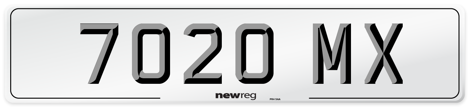 7020 MX Number Plate from New Reg